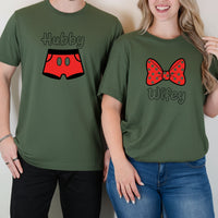 Hubby and Wifey Funny Bowtie Matching T-Shirts For Couples