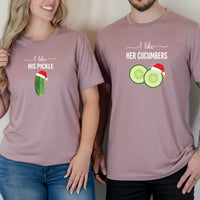 I Like His Pickle I Like Her Cucumbers Funny Christmas Matching T-Shirt For Couples