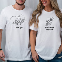 I Love You To The Moon and Back Heart Matching T-Shirts For Couples