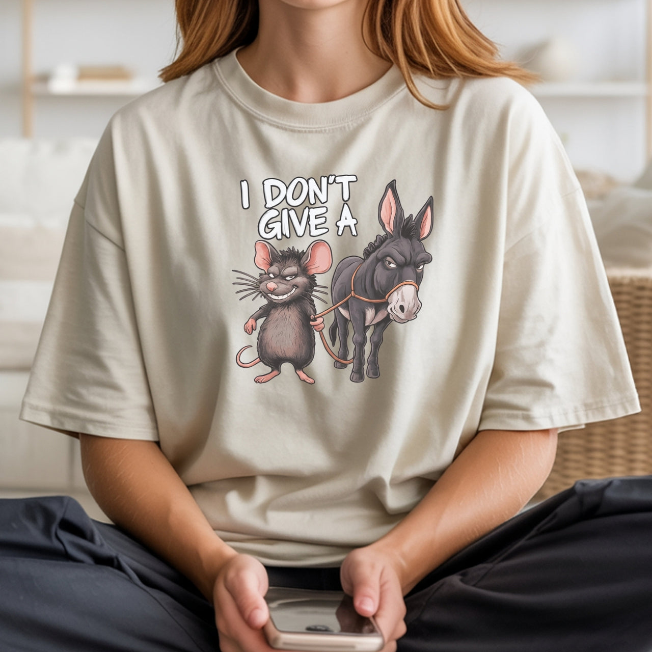 I Don’t Care Funny Donkey T-Shirt - Sarcastic Animal Graphic Tee