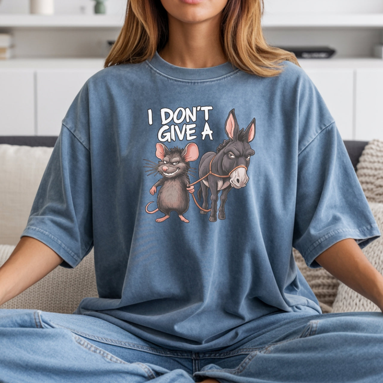 I Don’t Care Funny Donkey T-Shirt - Sarcastic Animal Graphic Tee