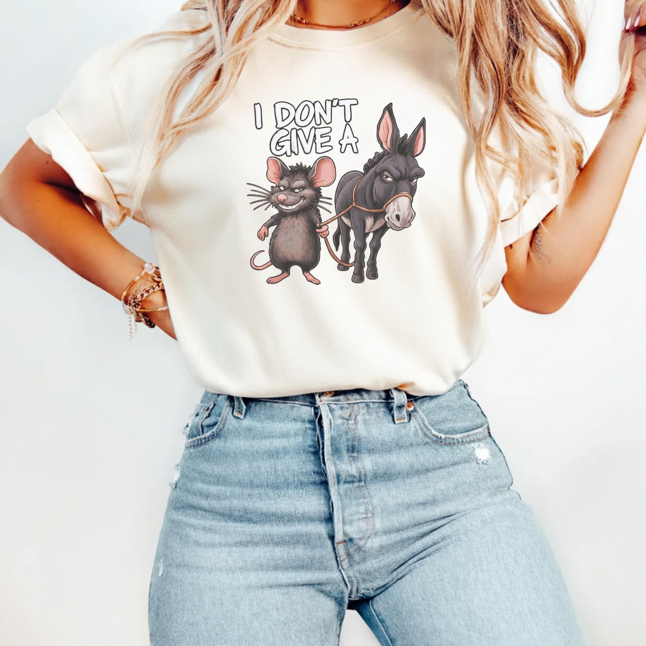 I Don’t Care Funny Donkey T-Shirt - Sarcastic Animal Graphic Tee
