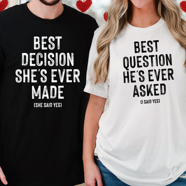 I Say Yes Couples Engagement Matching T-Shirts For Couples