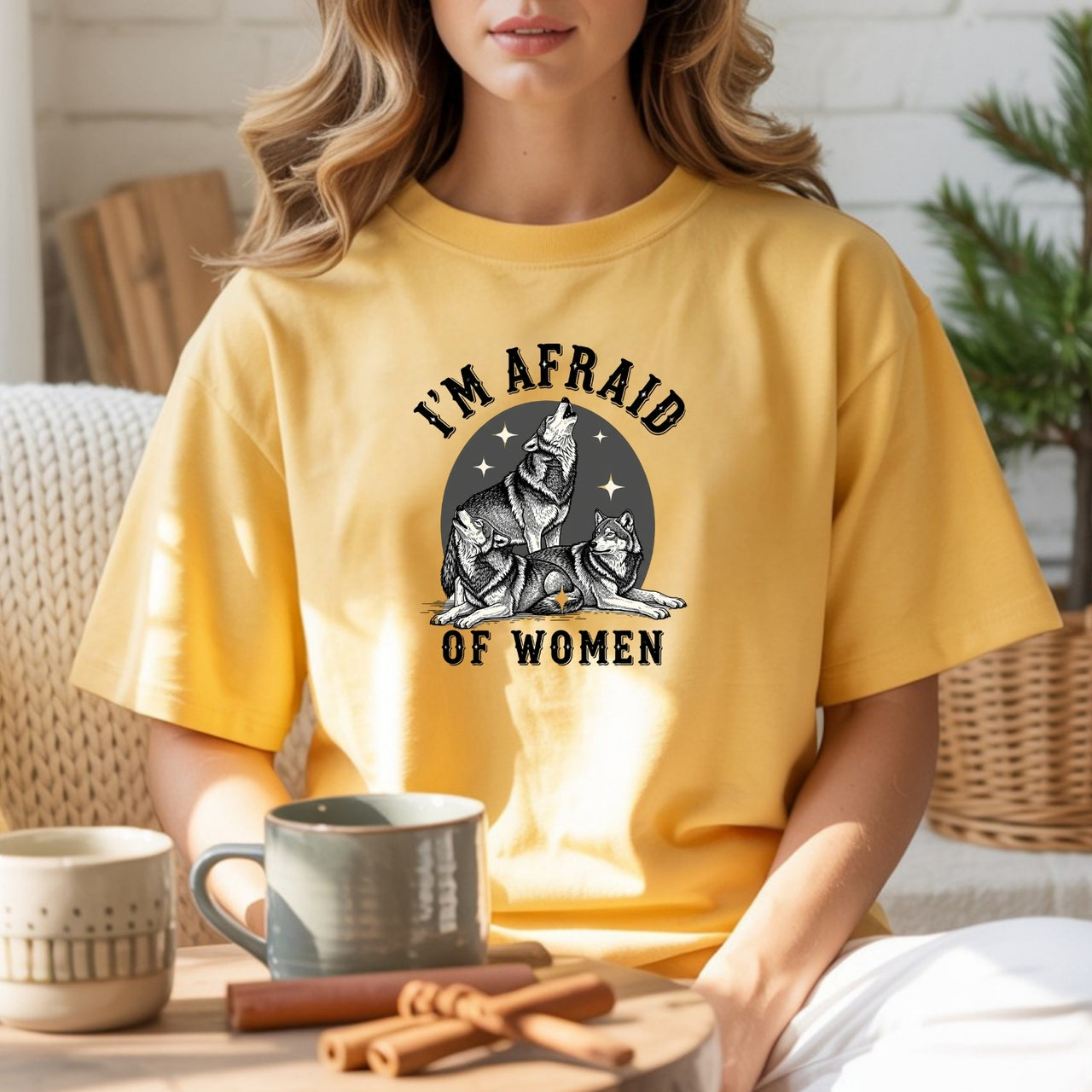 I'm Afraid of Women T-Shirt – Funny Ironic Werewolf Meme Unisex Tee