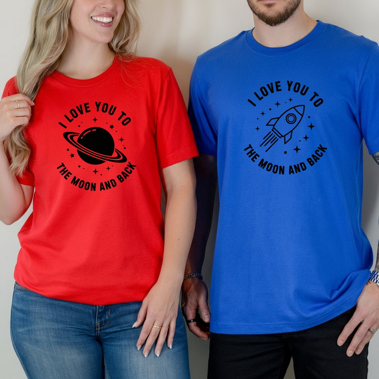 Love You To The Moon And Back Matching T-Shirts For Couples