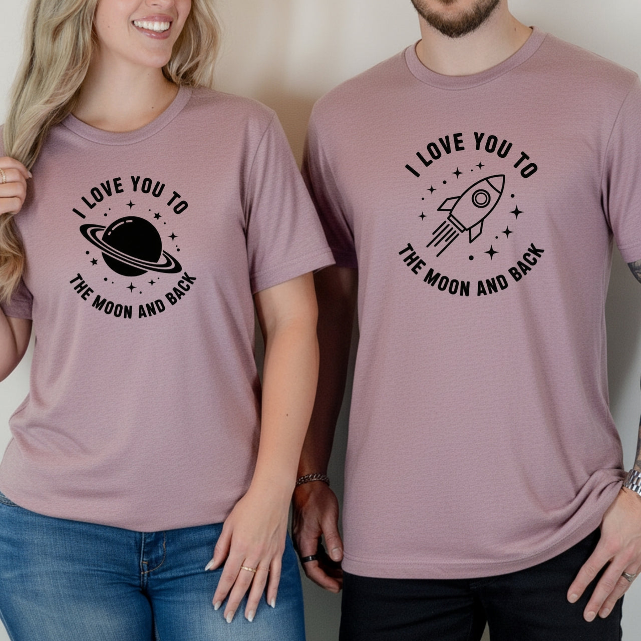 Love You To The Moon And Back Matching T-Shirts For Couples