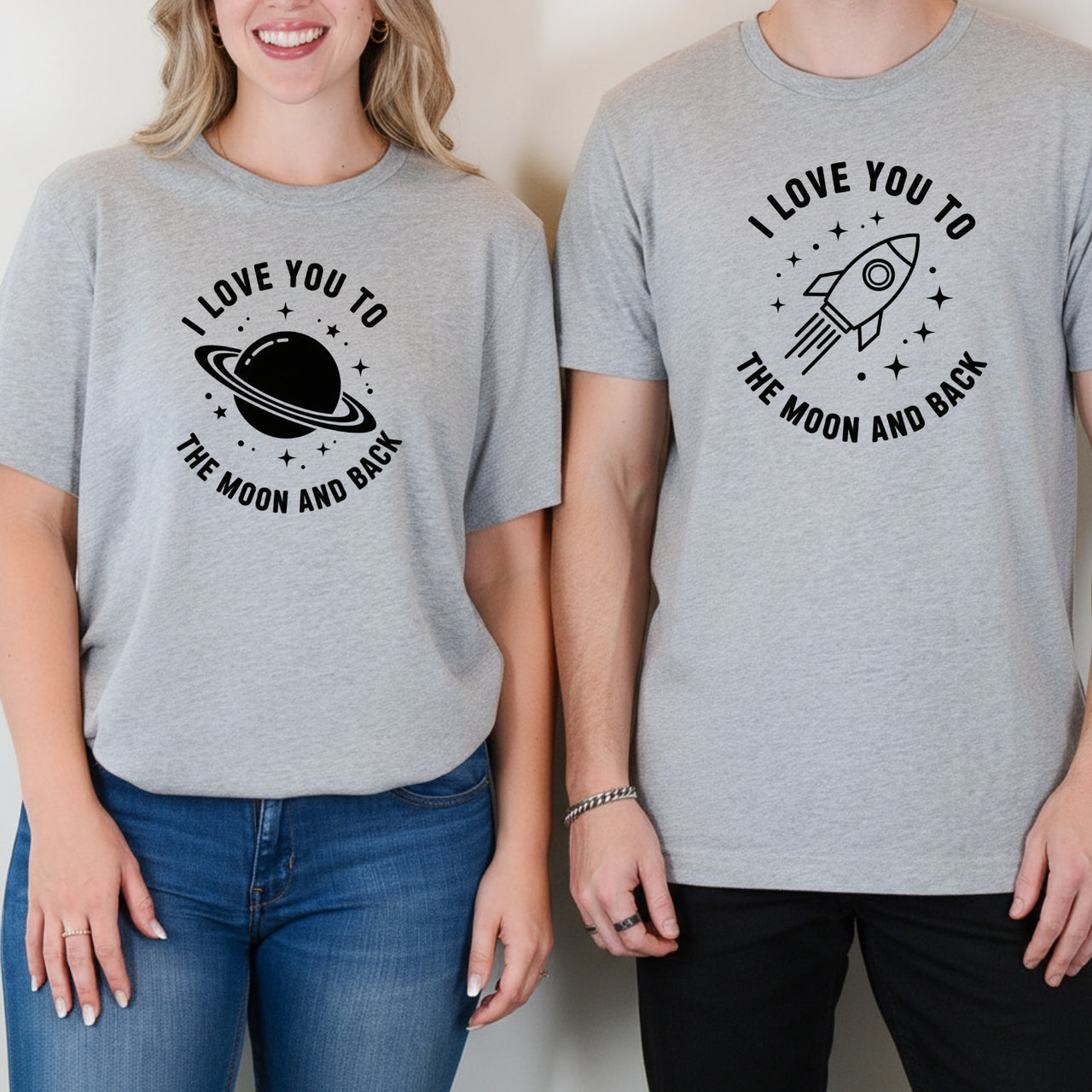 Love You To The Moon And Back Matching T-Shirts For Couples