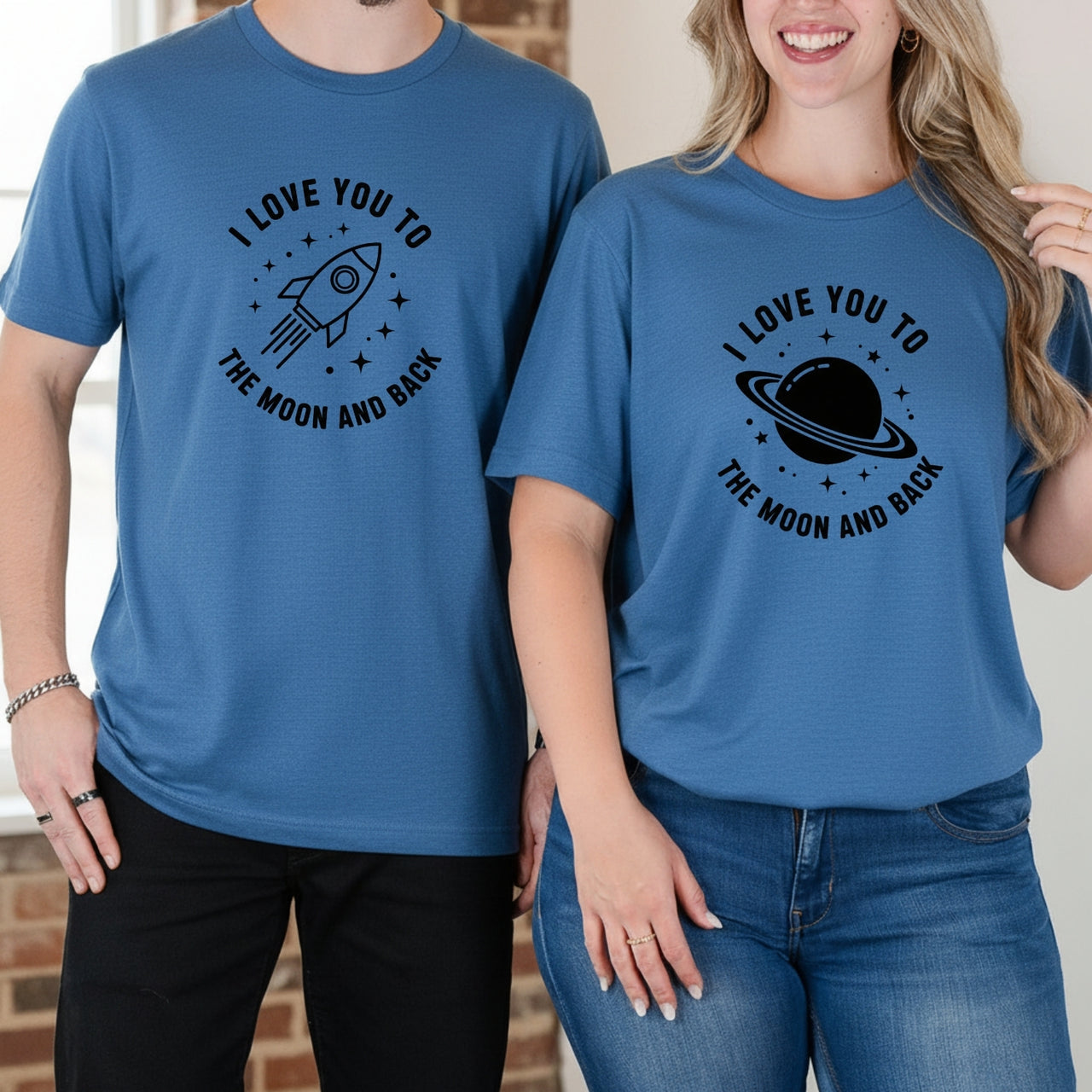 Love You To The Moon And Back Matching T-Shirts For Couples