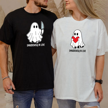 Love or Knife Ghost Matching T-Shirts For Couples