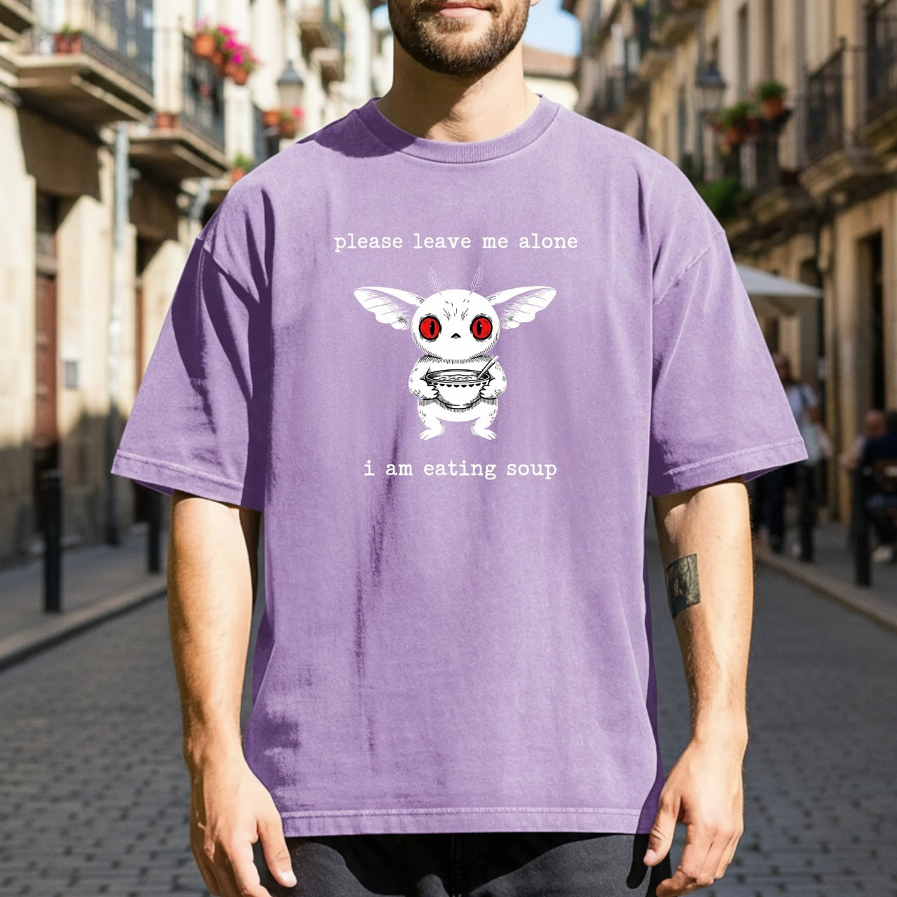 Mothman Eating Soup T-Shirt - Funny Cryptid Sarcastic Graphic Tee
