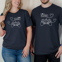Player 1 Player 2 With Heart Matching T-Shirts For Couples