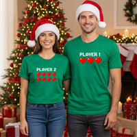 Player 1 and Player 2 Heart Matching T-Shirts For Couples