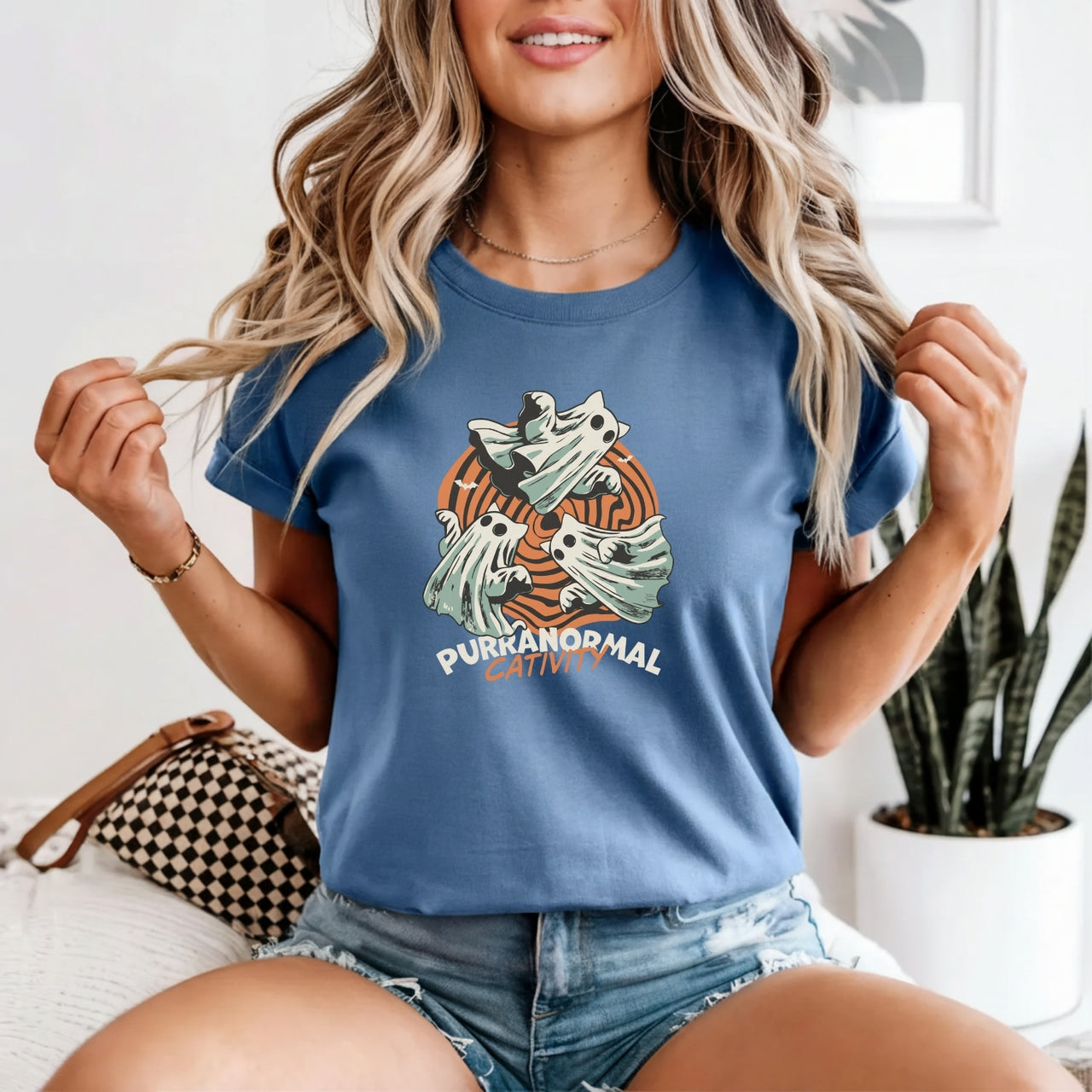 Purranormal Cativity T-Shirt - Funny Ghost Cat Halloween Graphic Tee