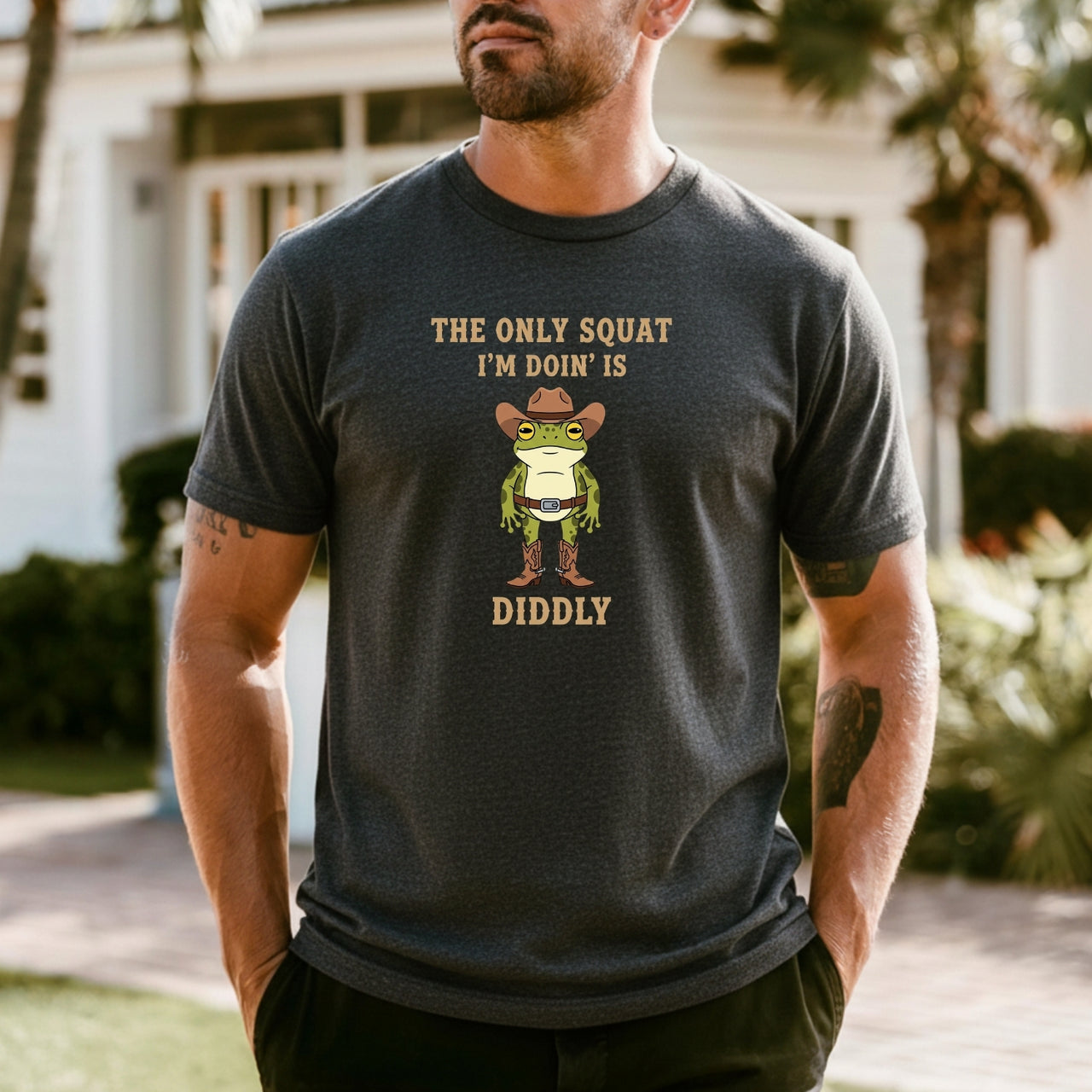 The Only Squat I'm Doin' Is Diddly T-Shirt – Funny Cowboy Frog Unisex Tee