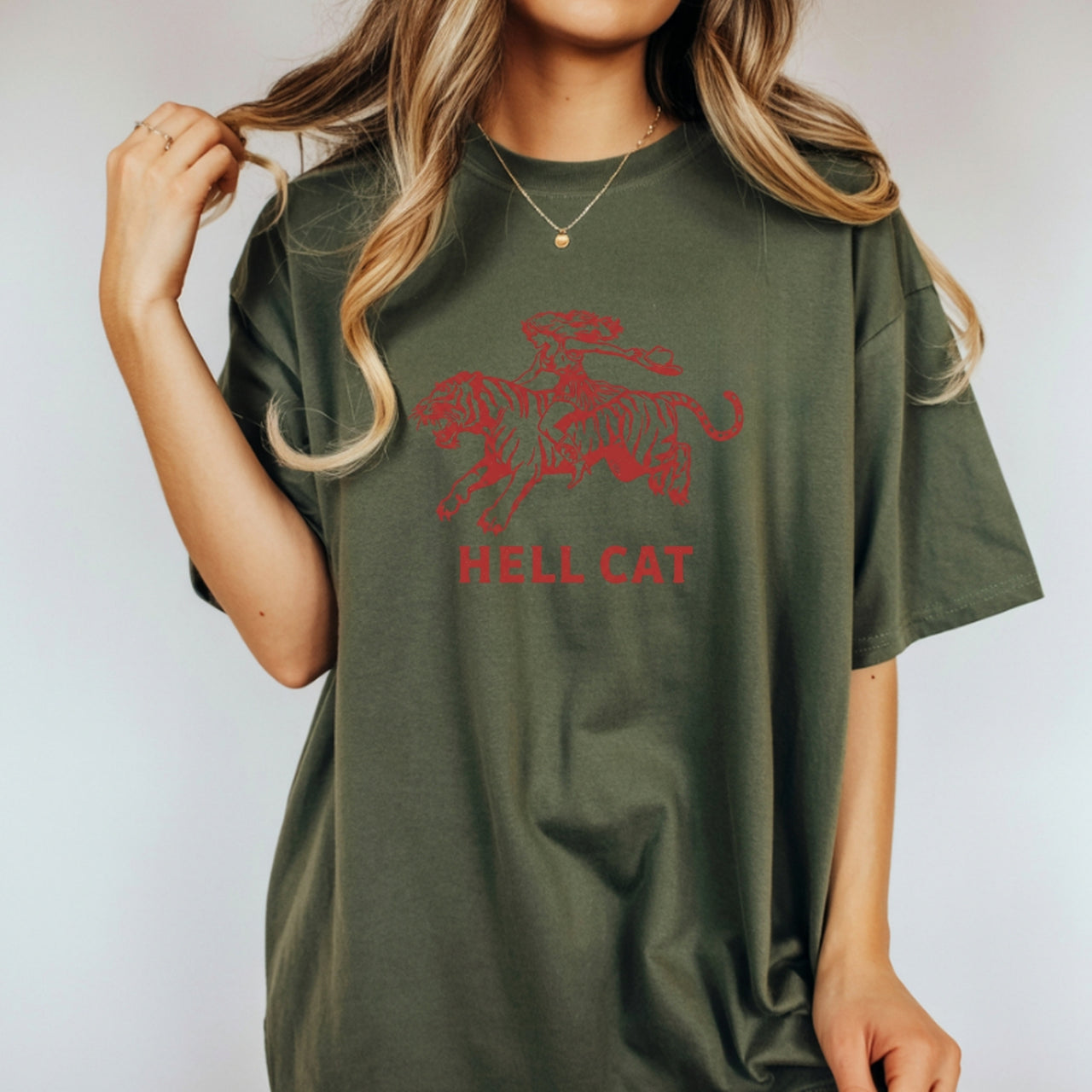 Vintage Cowgirl Hell Cat T-Shirt - Retro Western Tiger Graphic Tee