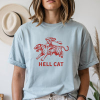 Vintage Cowgirl Hell Cat T-Shirt - Retro Western Tiger Graphic Tee