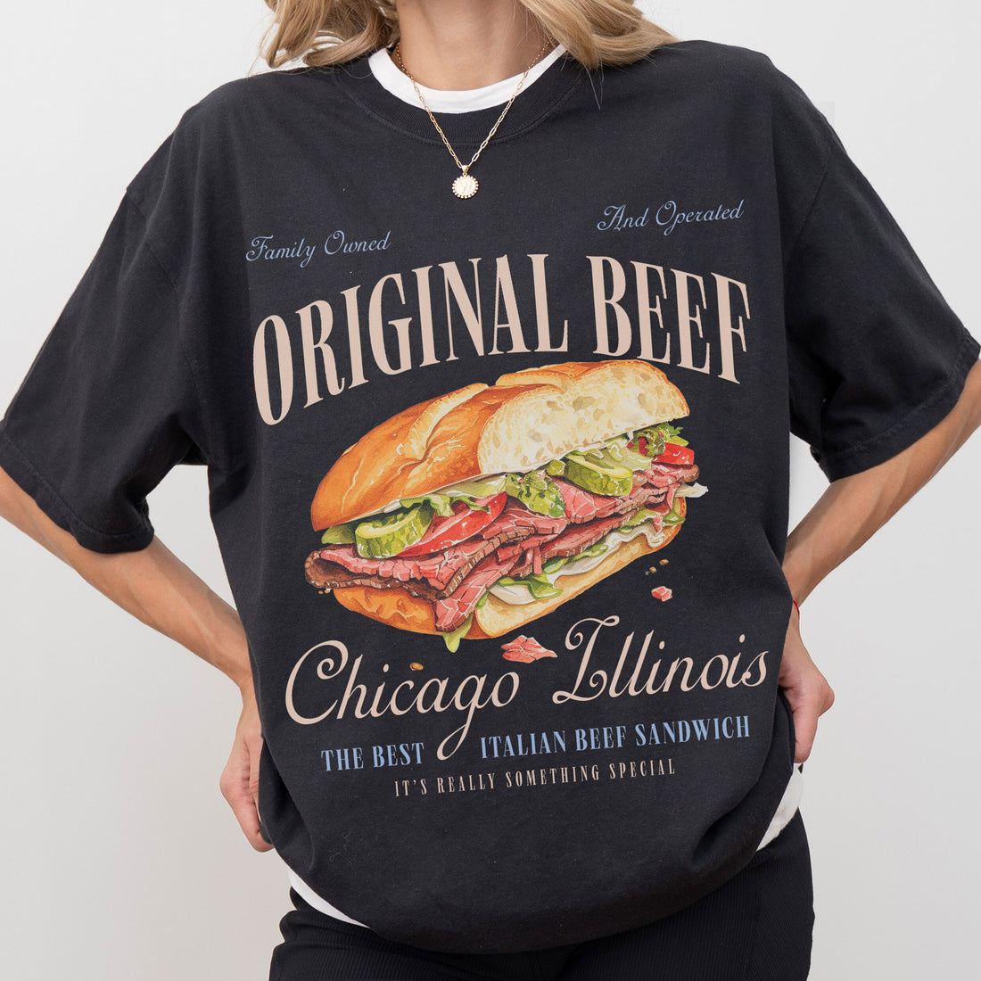 Original Beef of Chicagoland T-Shirt – Retro Italian Beef Sandwich Graphic Tee