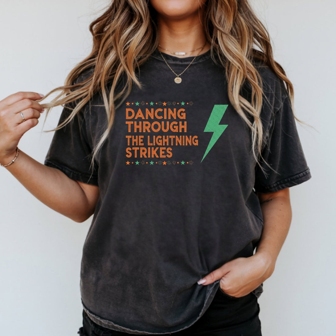 Dancing Through the Lightning Strikes Shirt – Opalite Sky Showgirl Era Tee