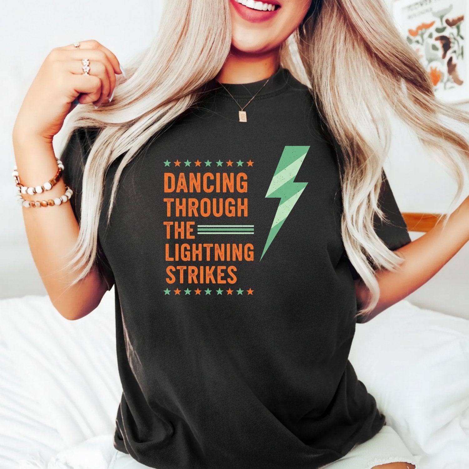 Dancing Through the Lightning Strikes Shirt – Vintage Lightning & Showgirl Era Graphic Tee