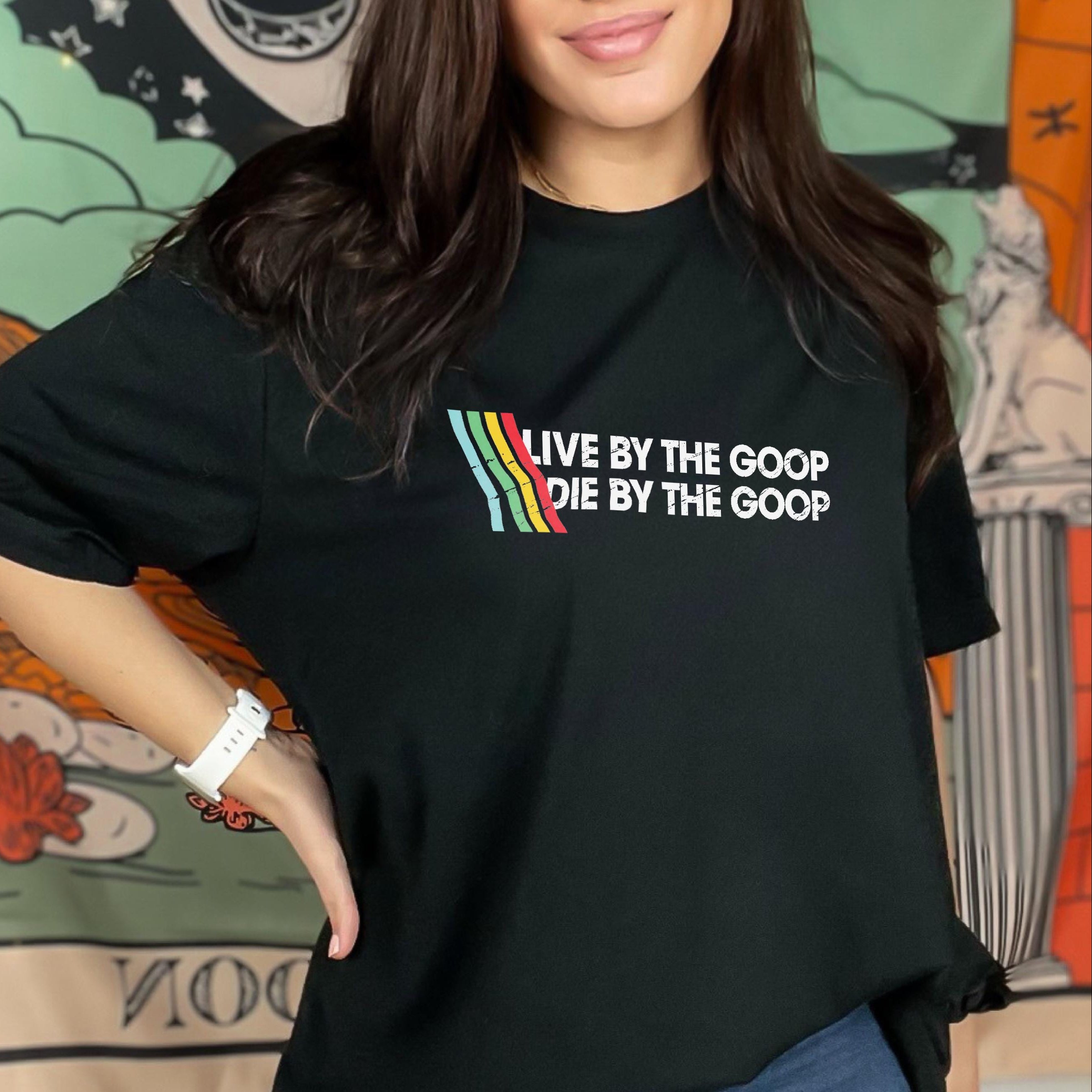 Live By the Goop Die By the Goop Shirt – Funny Gamer Motto Tee, Retro Distressed Style