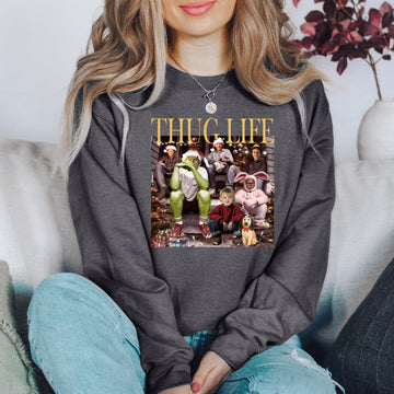 Thug Life Christmas Shirt – Funny Holiday Sweatshirt – Christmas Movie Style Tee for Women