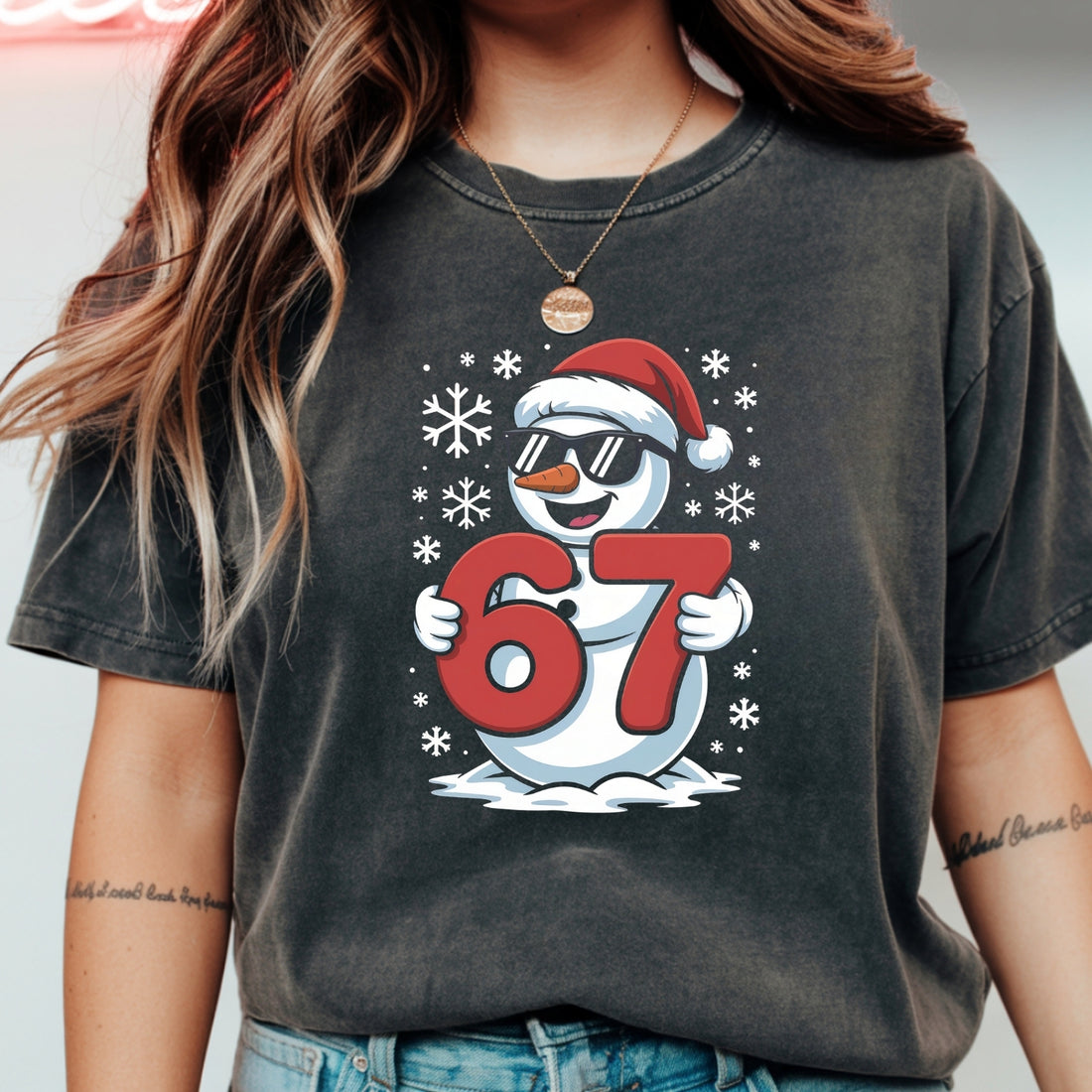 Funny Snowman Six Seven T-Shirt – Christmas Meme Graphic Tee.png