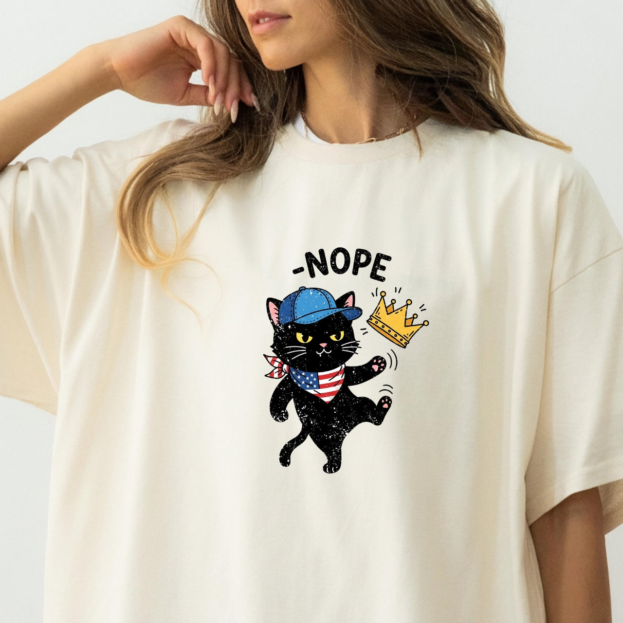 No Kings Shirt – Black Cat Parody Tee – Funny Democracy Meme T-Shirt
