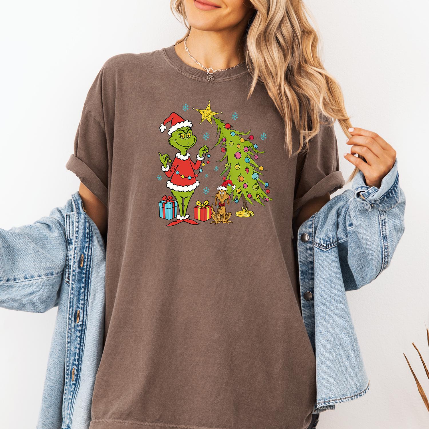Grinch Inspired Christmas Shirt – Whimsical Christmas Tree Holiday Tee