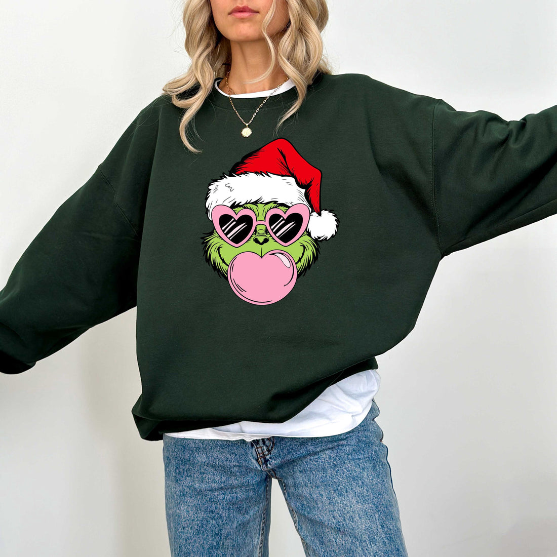 Green Furry Christmas Bubble Gum Hoodie – Funny Holiday Sweatshirt