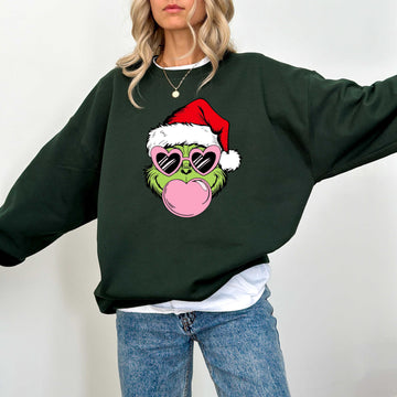 Green Furry Christmas Bubble Gum Hoodie – Funny Holiday Sweatshirt