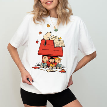 Peanuts Reading Shirt – Cute Dog & Bird Inspired Book Lover Tee