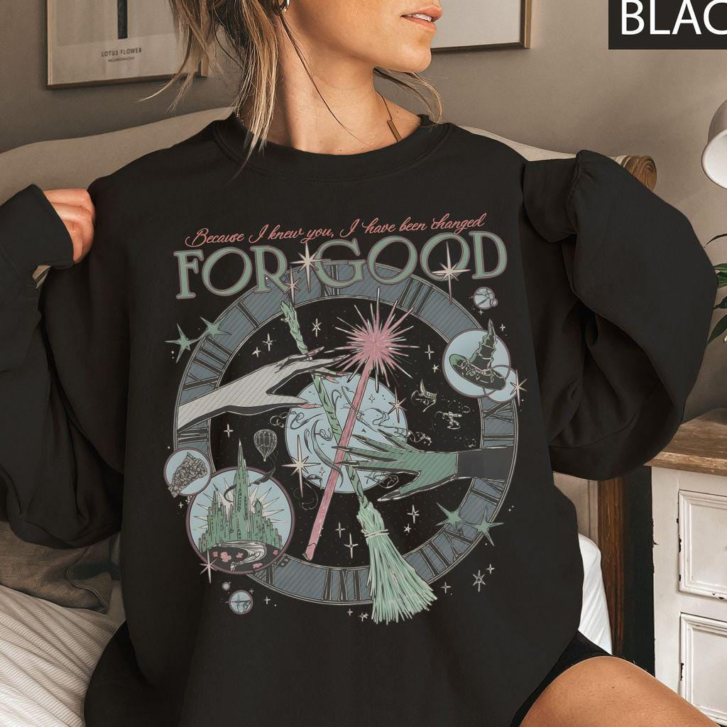 Vintage Wicked Inspired Sweatshirt – Changed for Good Quote – Defying Gravity Wizard Shirt – Broomstick Magic Tee
