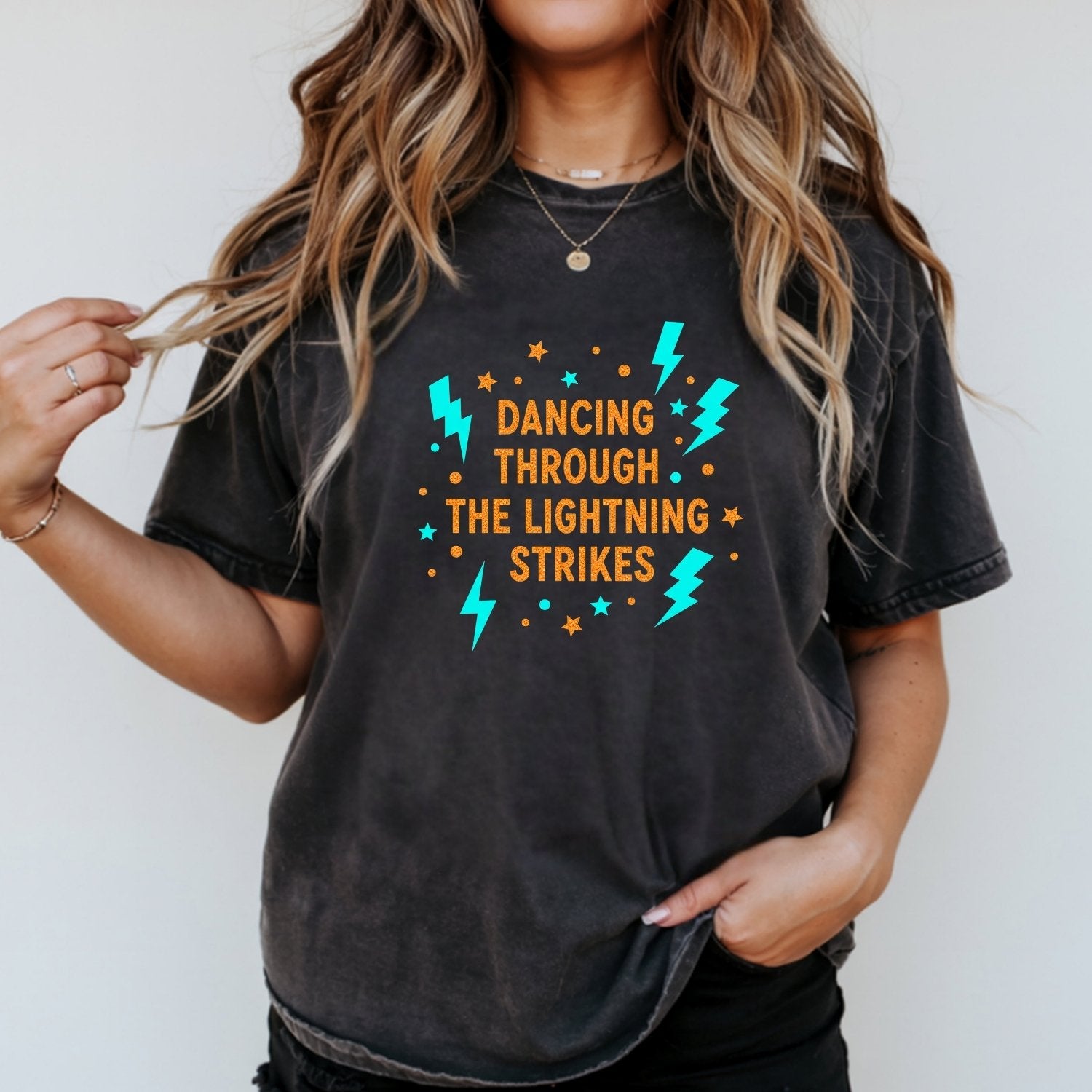 Dancing Through the Lightning Shirt – Vintage Opalite Sky Graphic Tee