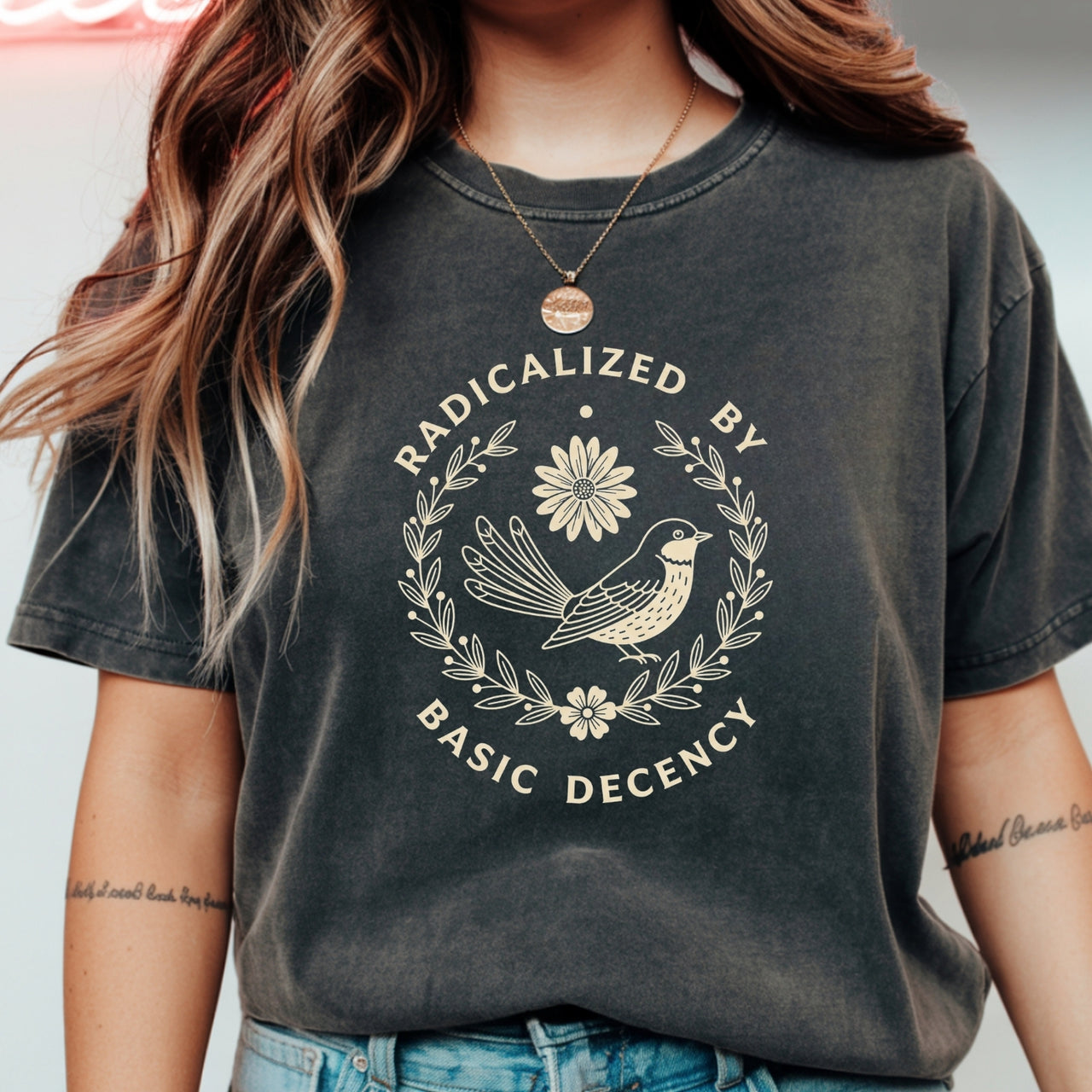 Radicalized by Basic Decency Shirt – Unisex Comfort Tee – Kindness & Empathy Graphic Top