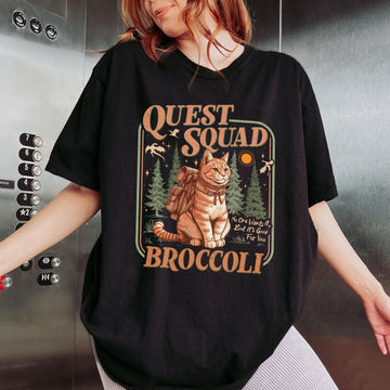 Quest Squad Broccoli Cat Graphic Sweatshirt – Romantasy Dragon Rider Fan Apparel