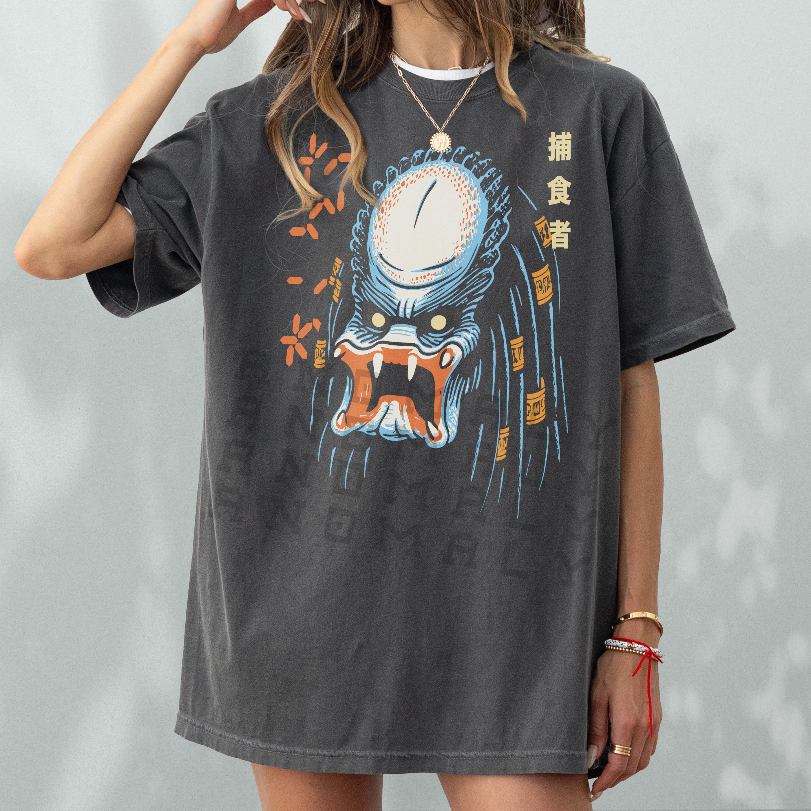Vintage Sci-Fi Movie Graphic Tee – Japanese Anime Style 80s Alien Monster T-Shirt