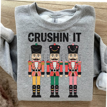 Crushin' It Nutcracker Christmas Sweatshirt – Funny Holiday Crewneck