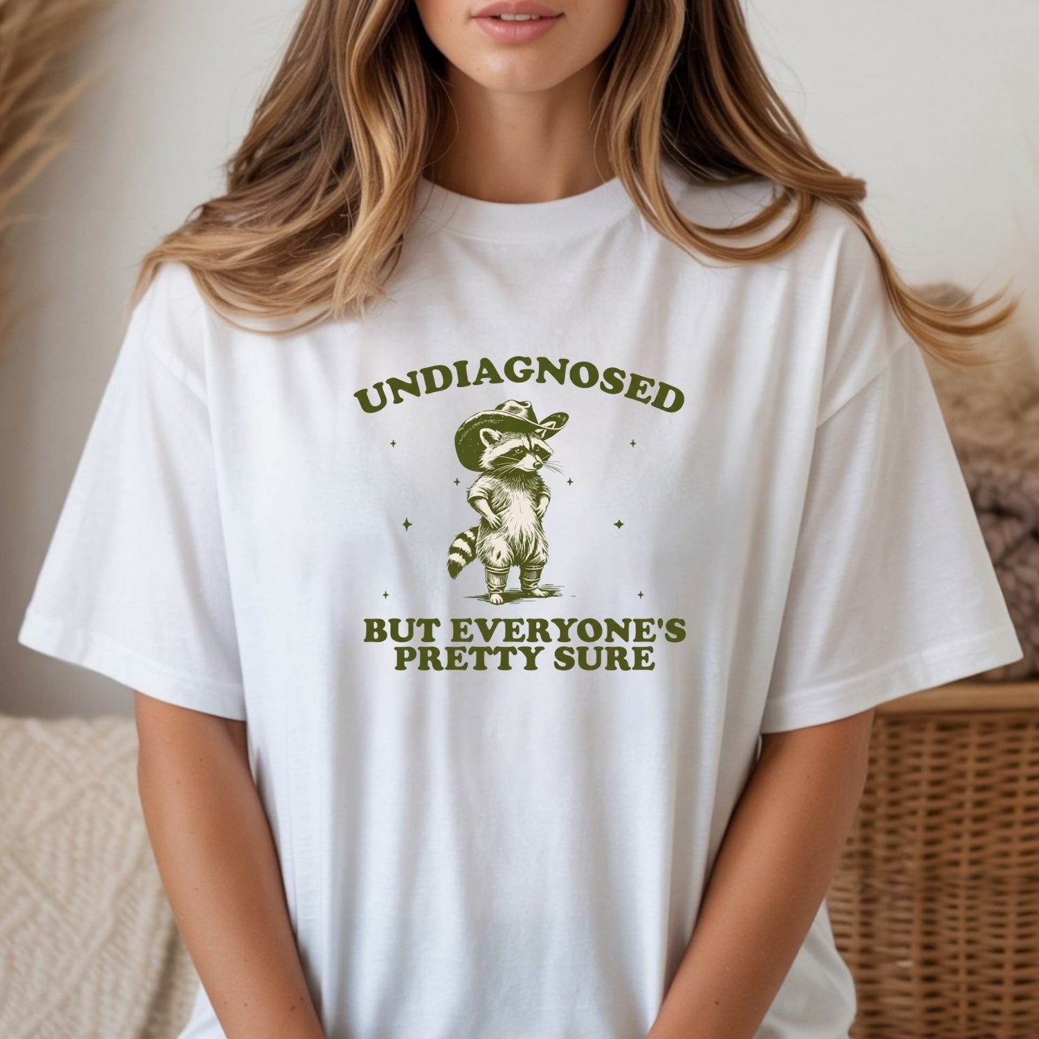 Undiagnosed but Everyone’s Pretty Sure T-Shirt – Funny Raccoon Tee – Vintage Cowboy Meme Design
