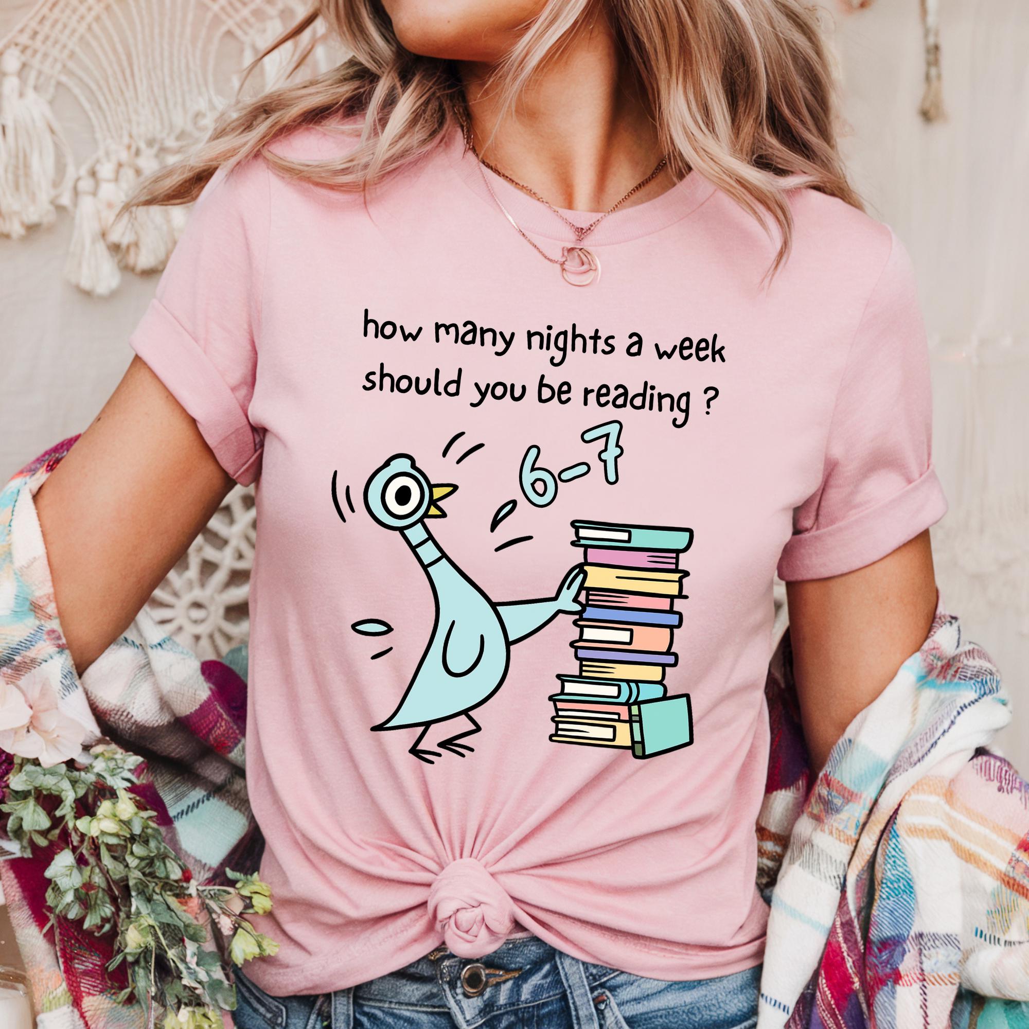 How Many Nights a Week Should You Be Reading Shirt – Funny Teacher Tee, Cute Children’s Book Style Graphic