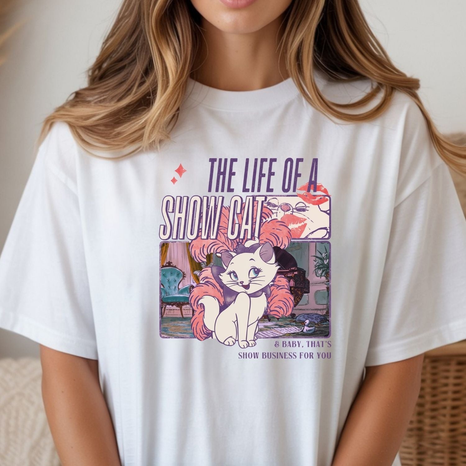 Showgirl Cat Shirt - Vintage The Life of a Showcat Tee - Cute Retro Cat Graphic T-Shirt