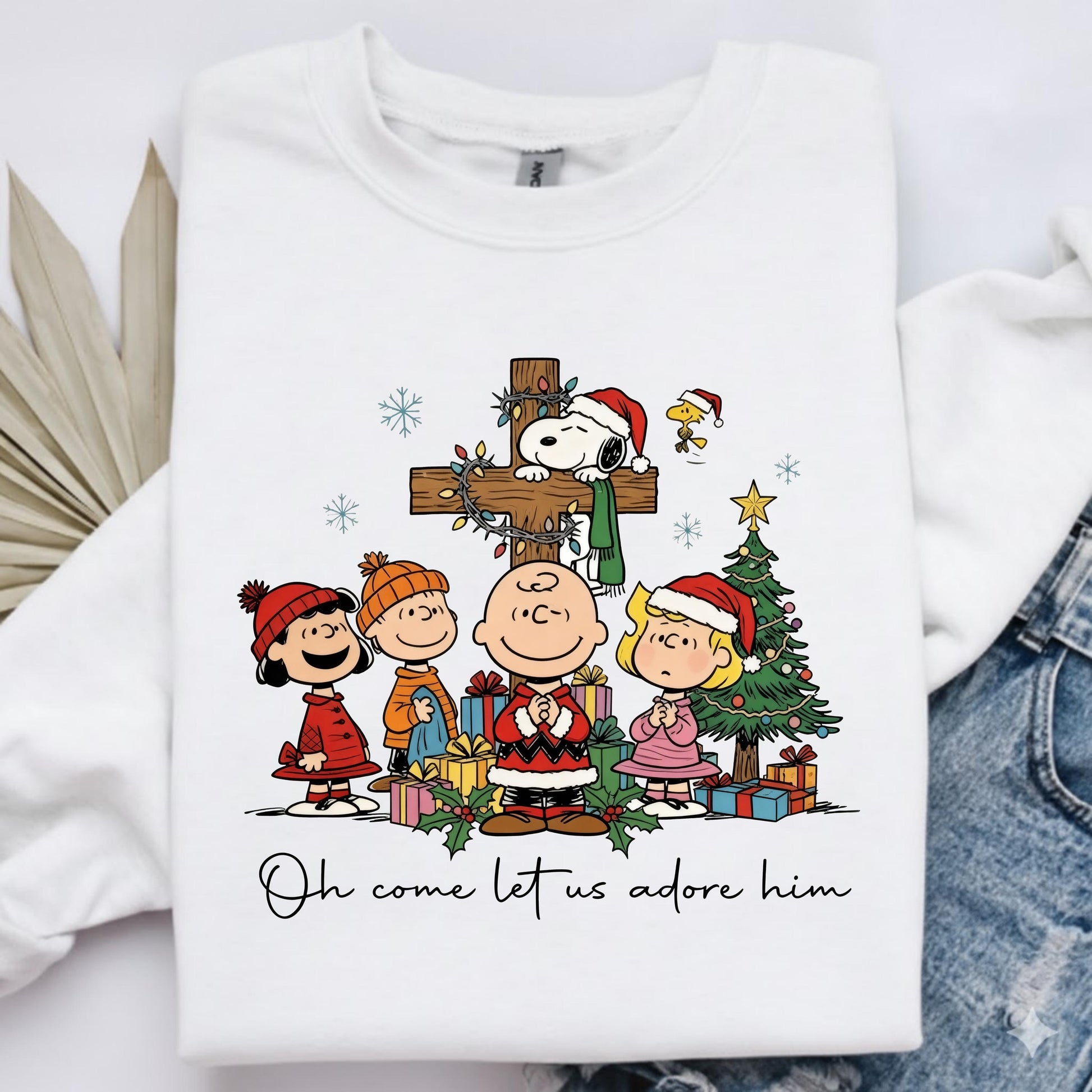Peanuts Oh Come Let Us Adore Him Shirt – Christian Christmas Tee with Cartoon-Style