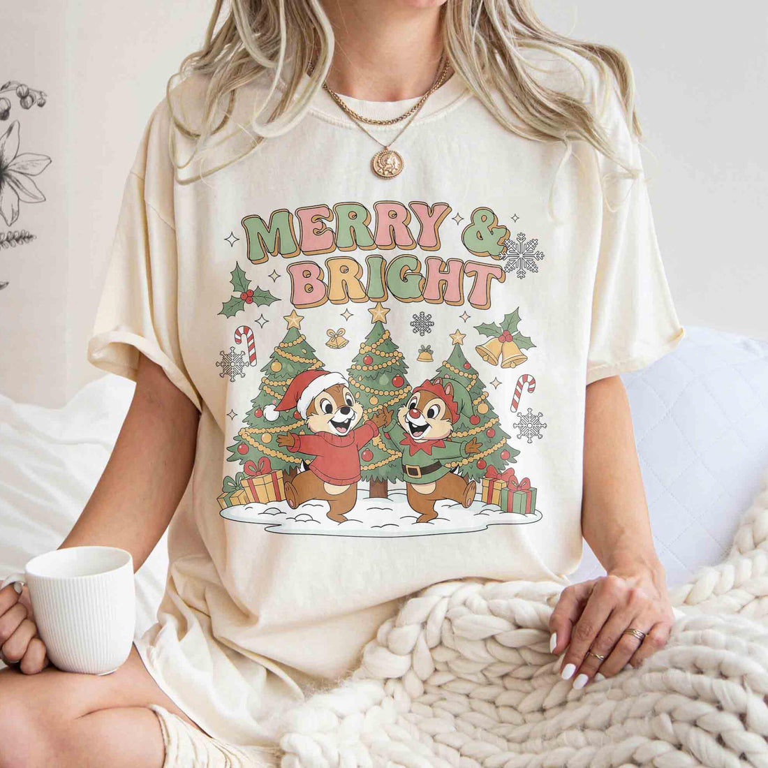 Vintage Christmas Chipmunk-Inspired T-Shirt – Merry and Bright Holiday Tee
