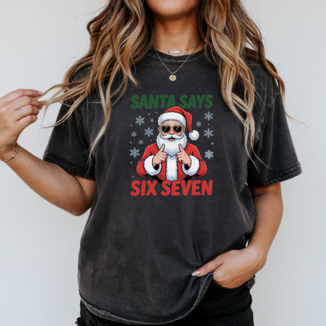 Funny Santa Says Six Seven T-Shirt – Christmas Meme Graphic Tee