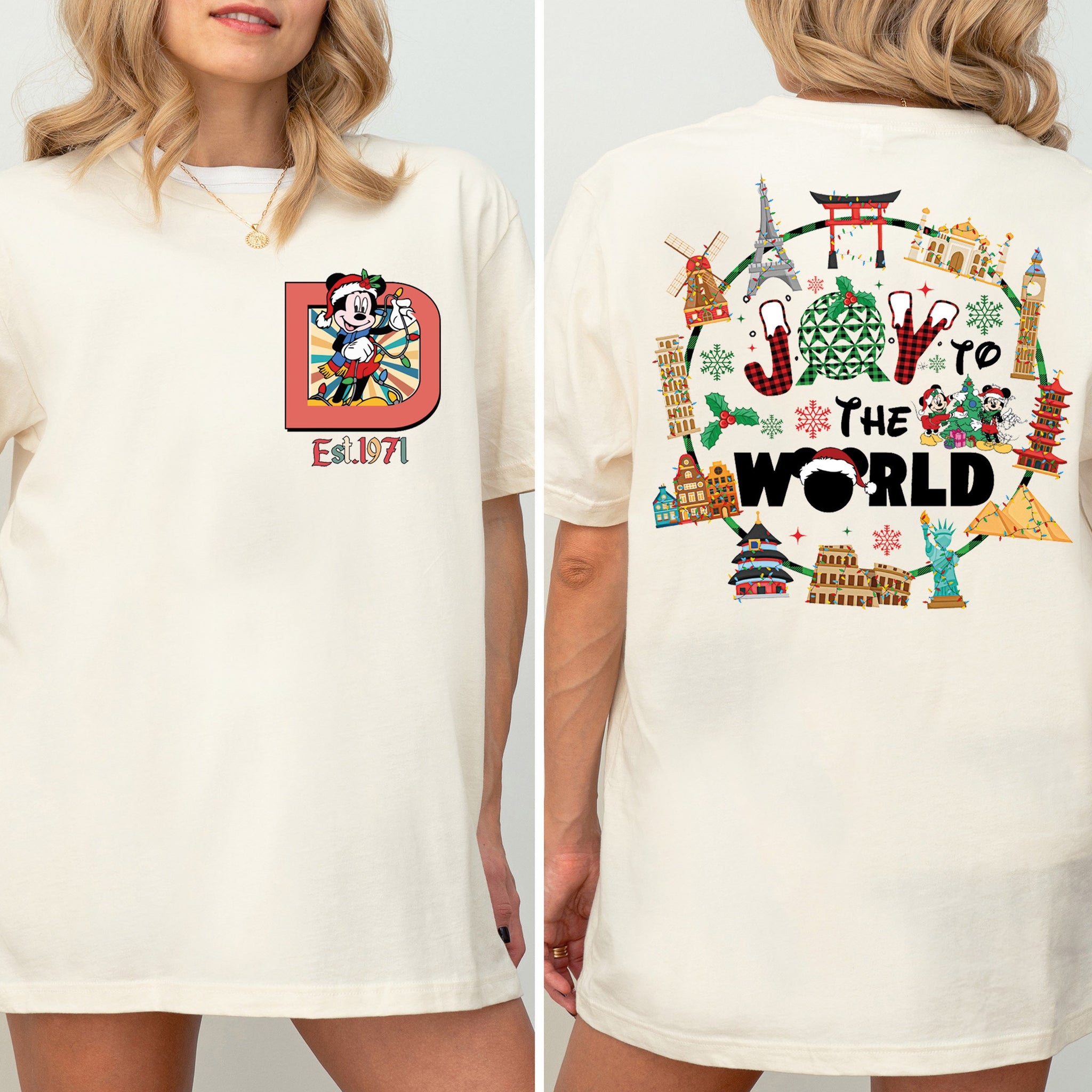 Mickey Joy to the World Xmas Shirt – Cute Christmas Holiday Family Tee