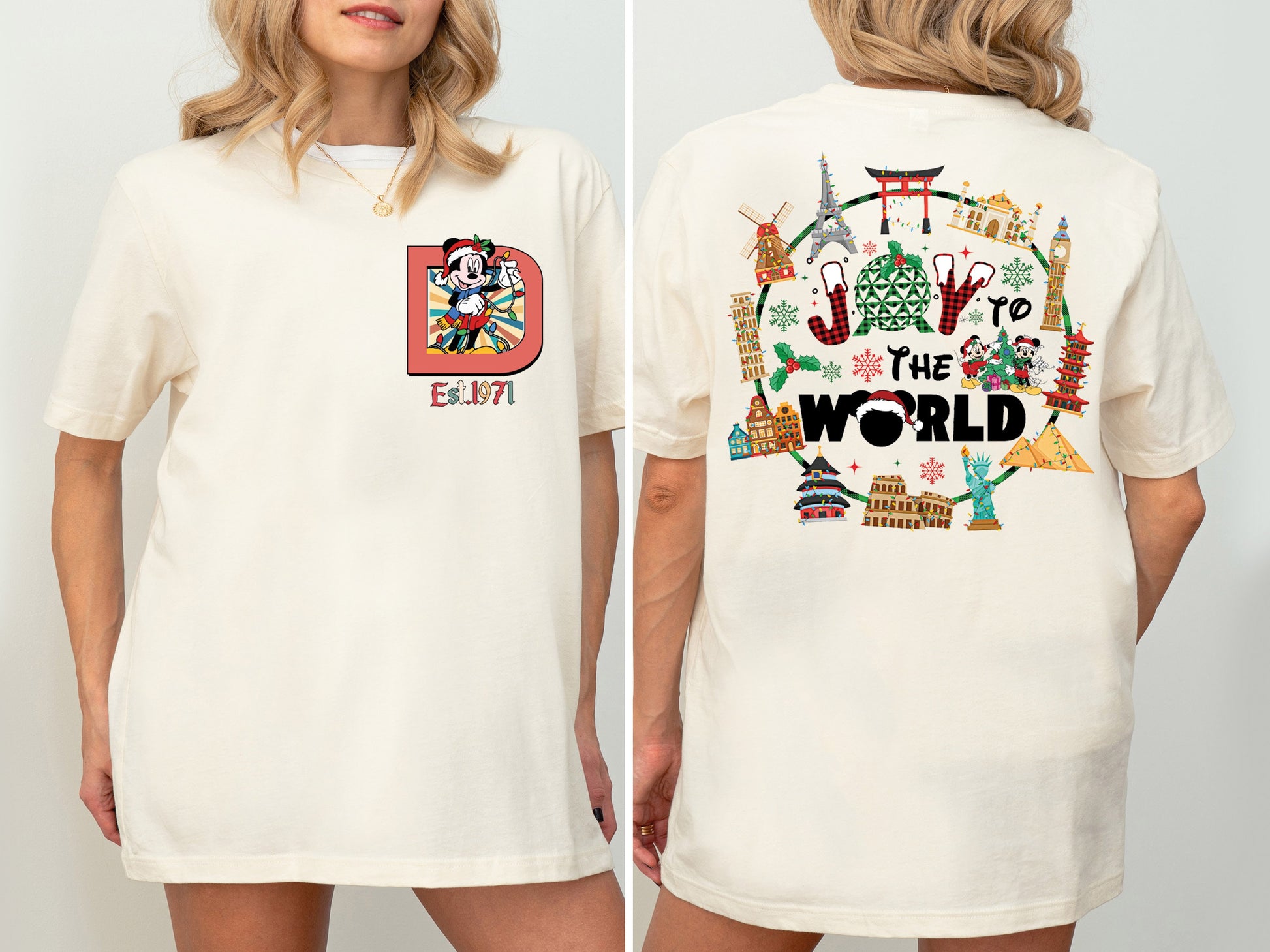 Mickey Joy to the World Xmas Shirt – Cute Christmas Holiday Family Tee