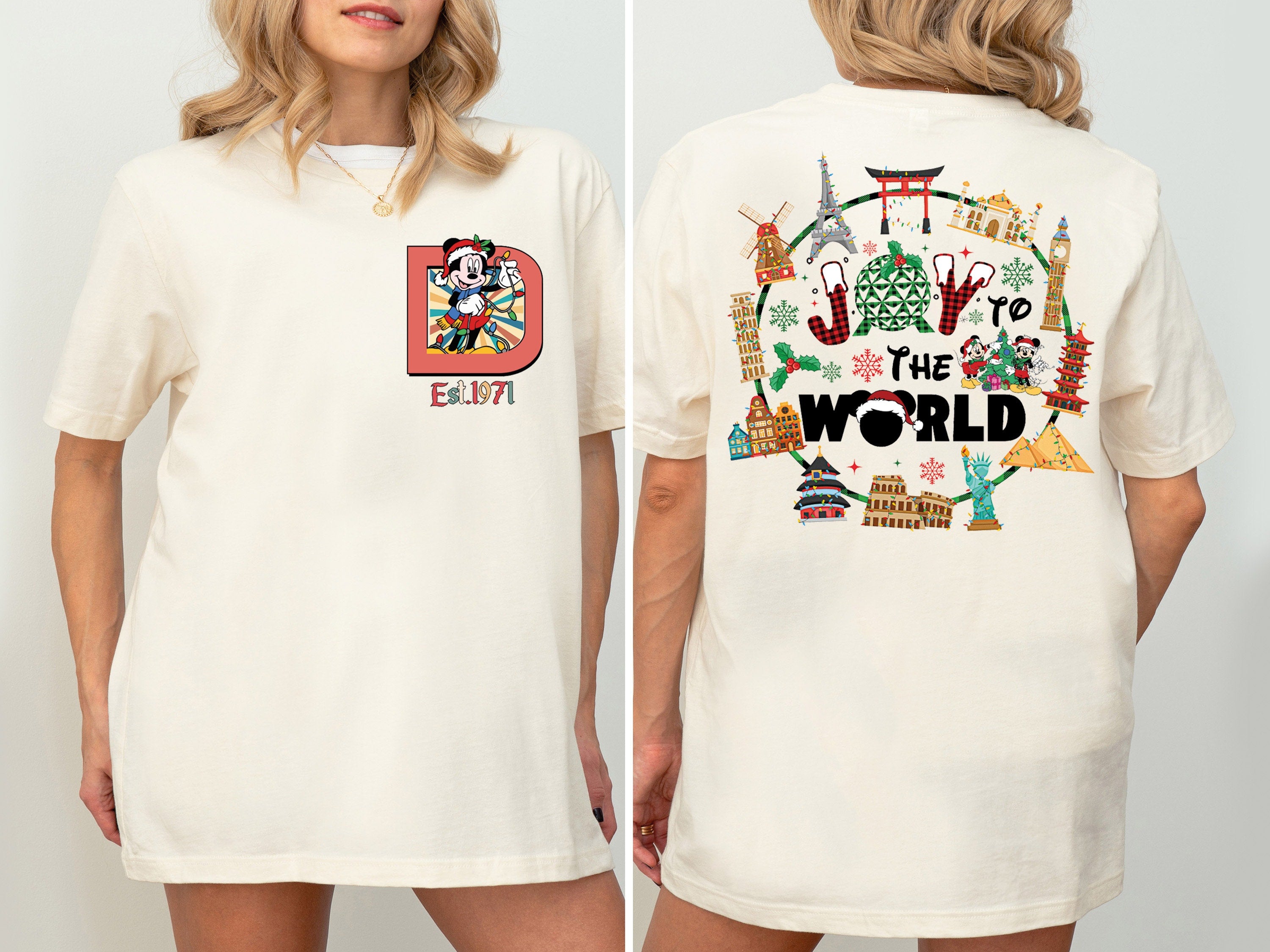 Mickey Joy to the World Xmas Shirt – Cute Christmas Holiday Family Tee