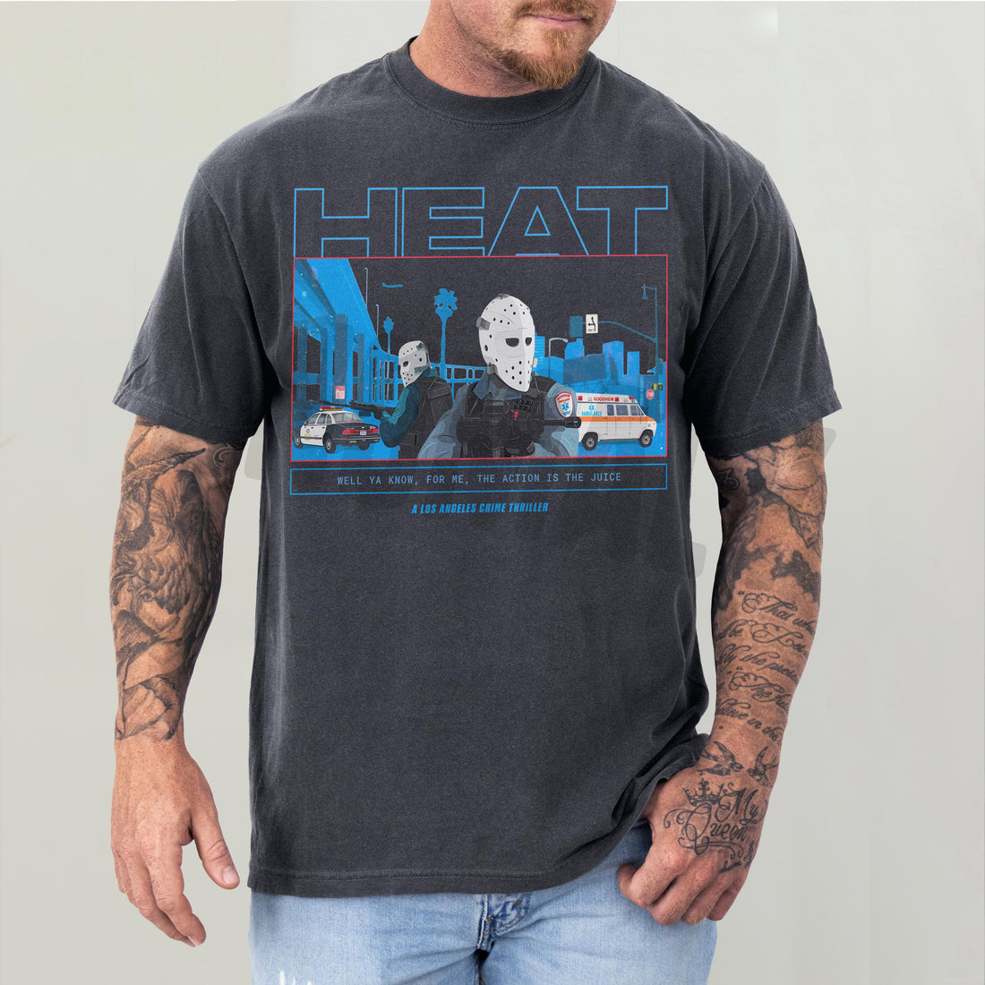 Retro 90s Action Movie T-Shirt – Los Angeles Bank Robbery Film Graphic Tee