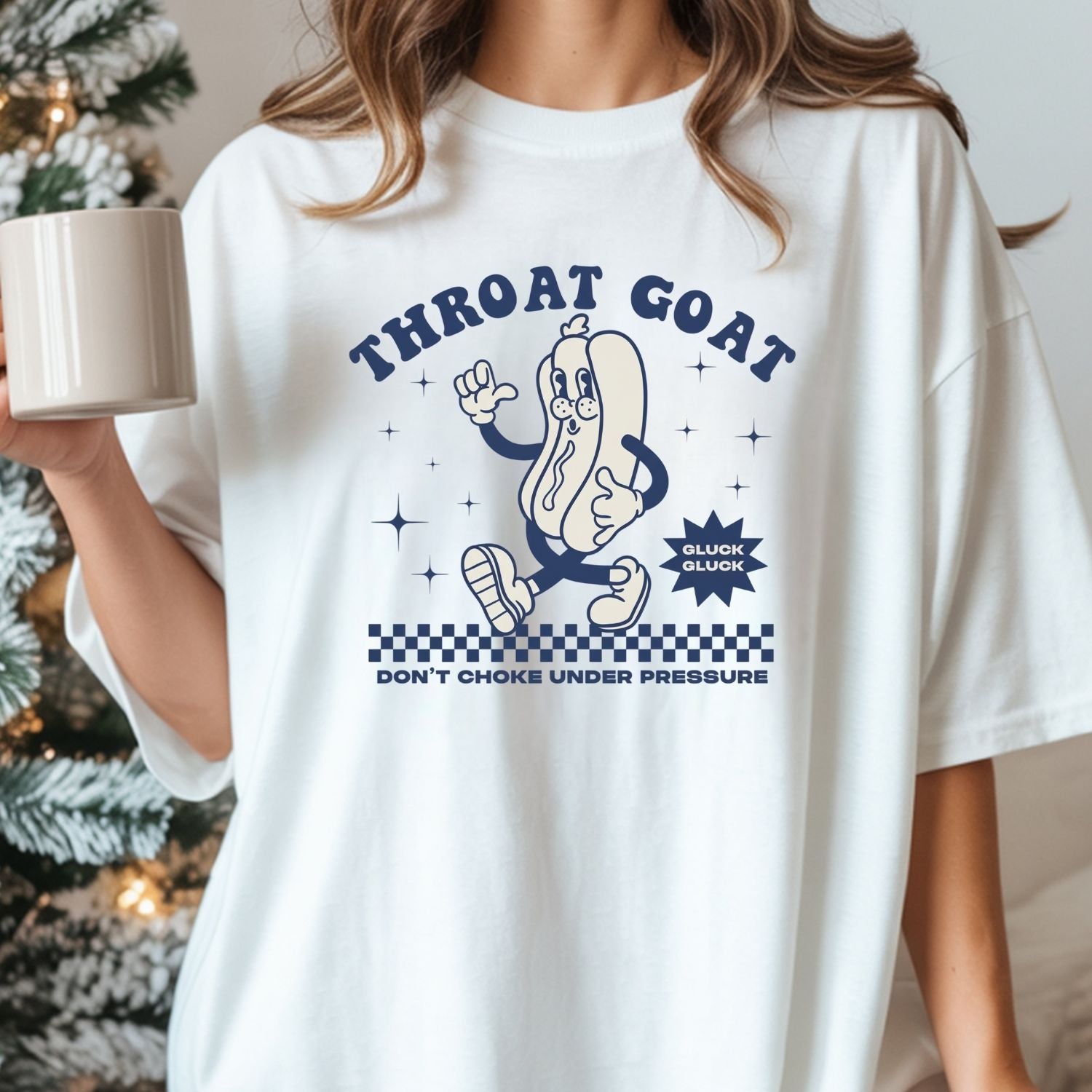 Funny Throat Goat Meme T-Shirt - Retro Inappropriate Shirt - Embarrassing Humor Tee for Adults