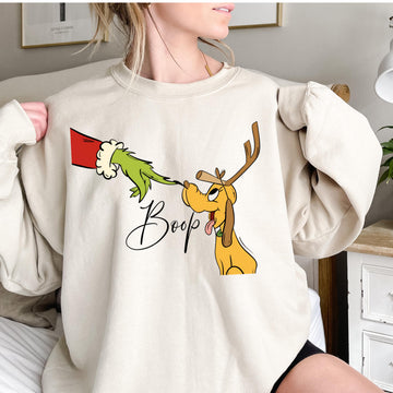 Grinch Boop Reindeer Dog Sweatshirt – Funny Christmas Holiday Pullover