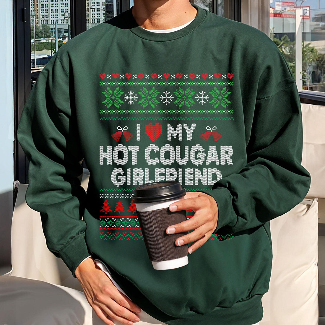 I Love My Hot Cougar Girlfriend Christmas Sweatshirt – Funny Ugly Holiday Sweater